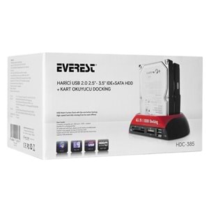 Everest HDC-385 Harici Usb 2.0 2.5- 3.5 IDE+SATA Hdd + Kart Okuyucu Docking