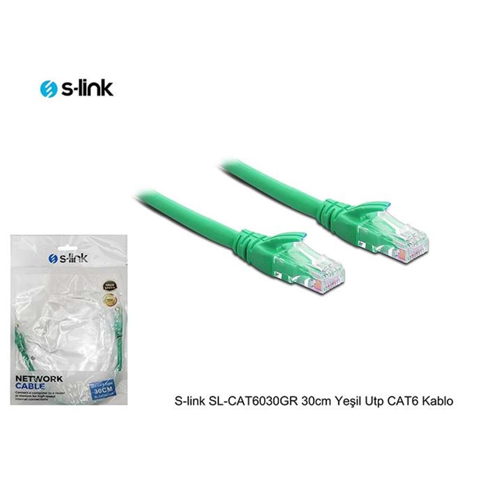S-link SL-CAT6030GR 30cm Yeşil Utp CAT6 Kablo