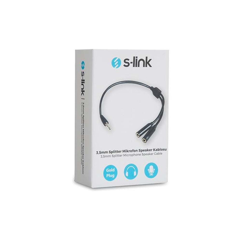S-link SL-302MS 3.5mm Mikrofon Kulaklık Çoklayıcı Kablo, Çevirici