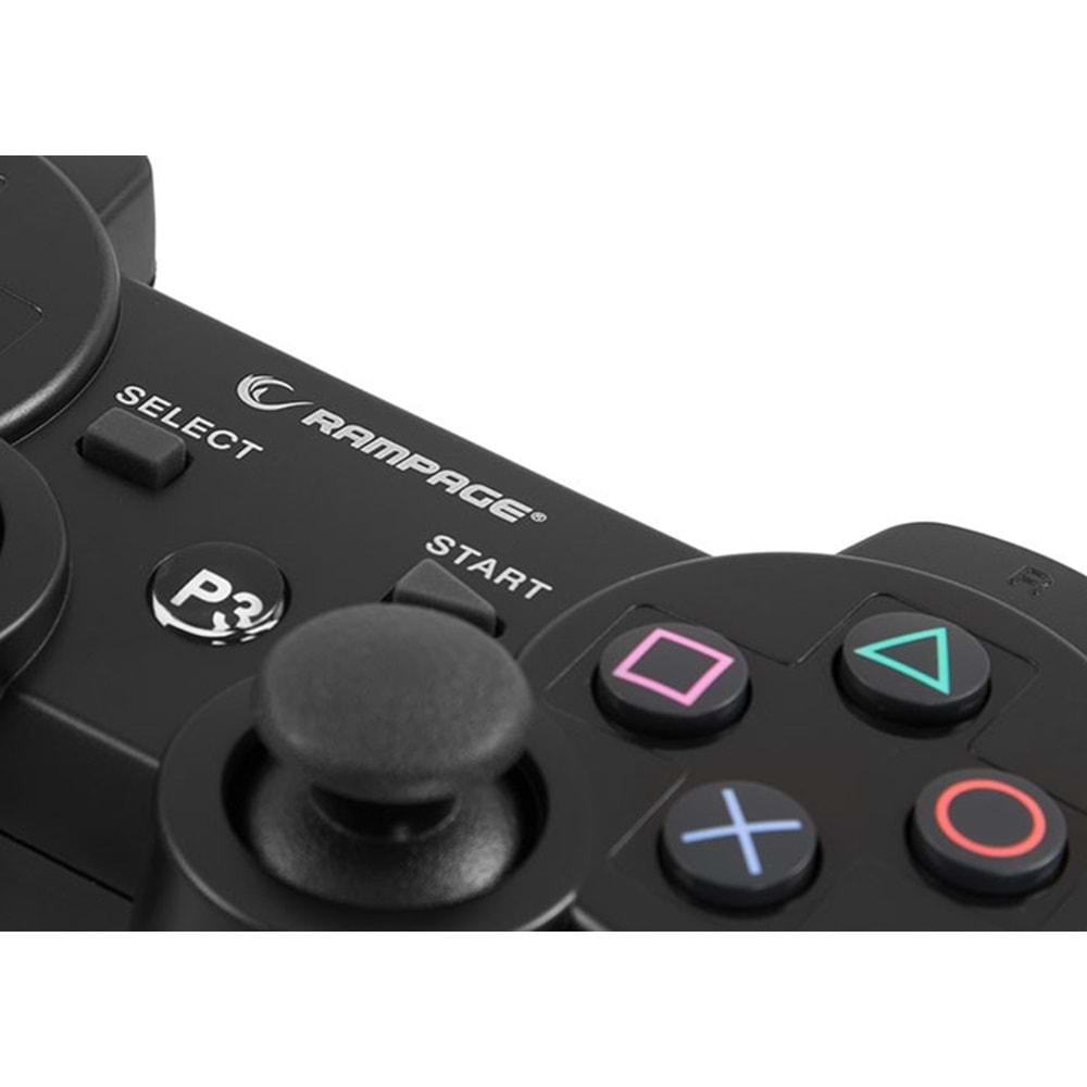 Rampage SG-RPS3 Siyah PS3 Bluetooth Çift Titreşimli Joypad (Şarj Kablosu Dahil)