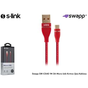S-link Swapp SW-C540 1M 3A Micro Usb Kırmızı Şarj Kablosu