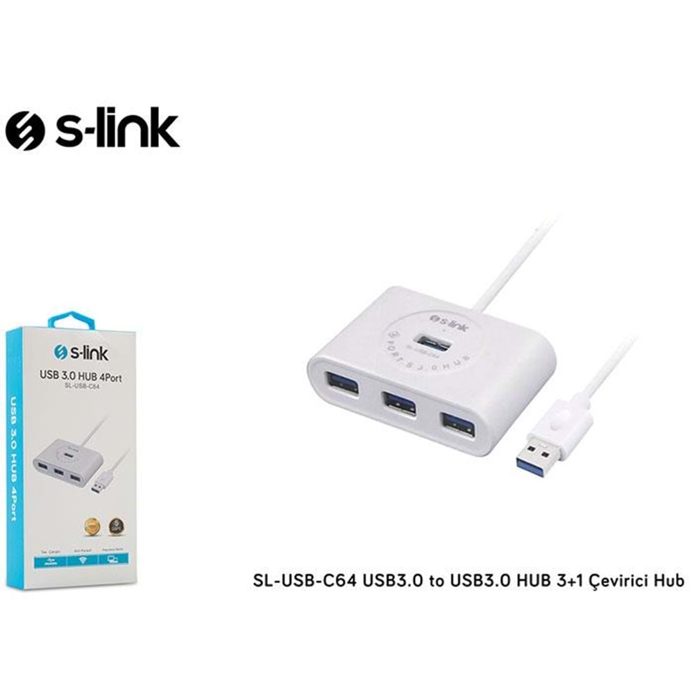 S-link SL-USB-C64 USB3.0 to USB3.0 HUB 3+1 Çevirici Hub