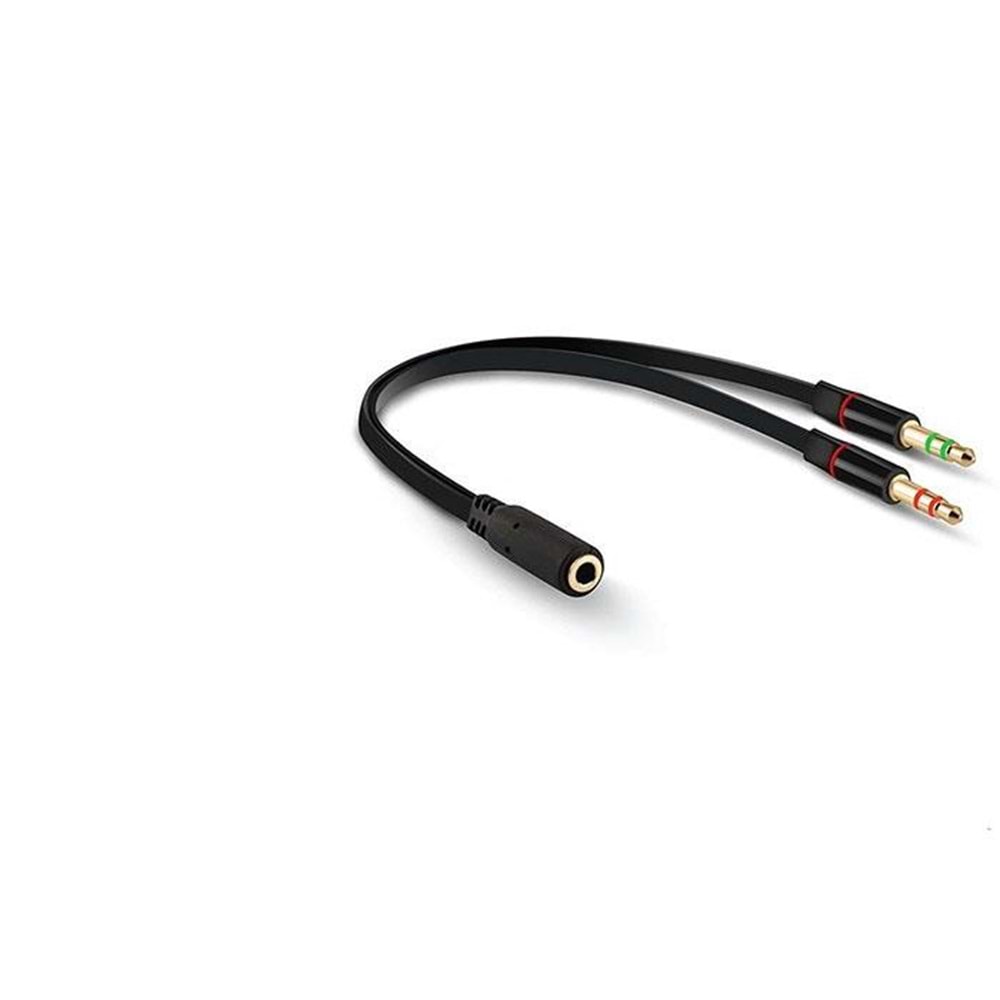 Hytech HY-X78 Siyah 3.5mm to Audio + Mic 0.15m Kulaklık Çevirici