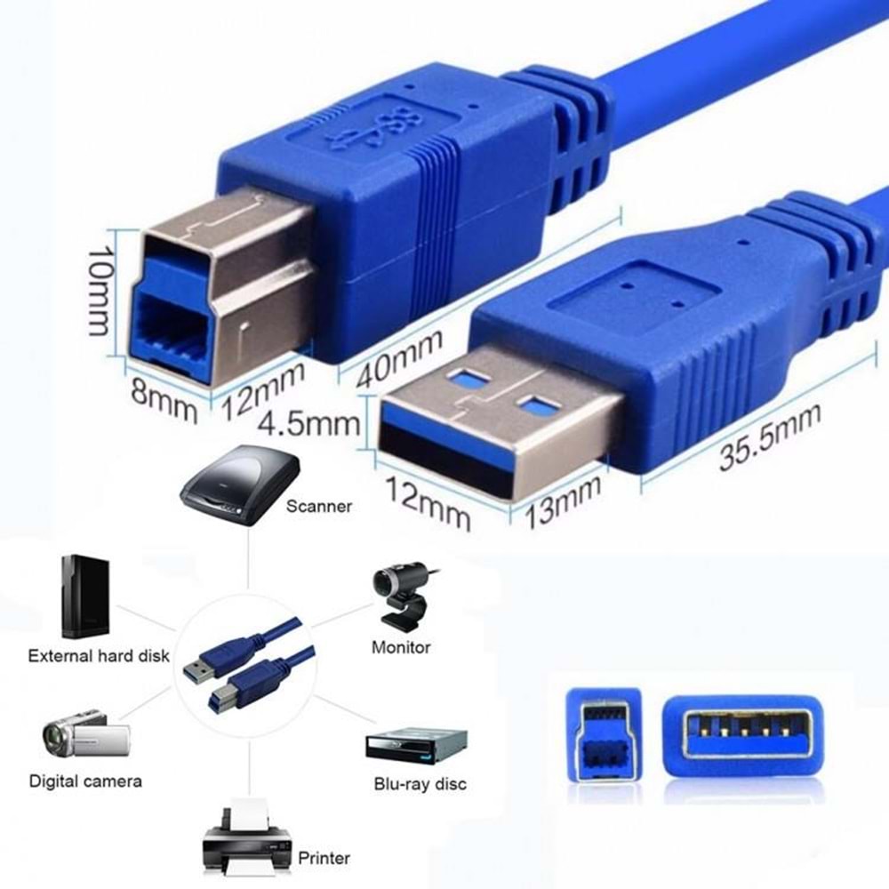 S-link SL-3040 Usb3.0 1.5m Yazıcı Kablosu