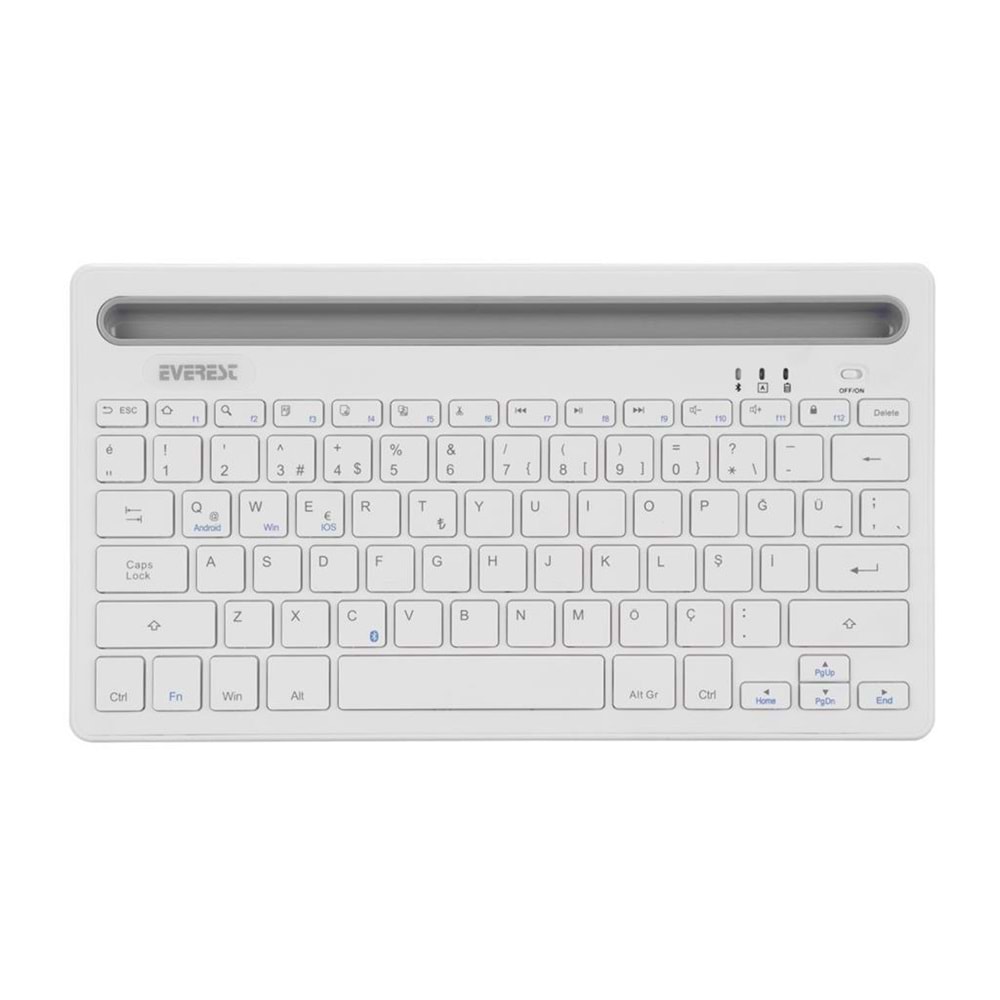 Everest KB-BT82 Beyaz/Gümüş Bluetooth Ultra İnce+Şarjlı Q Mac/Win/Android/Ios Uyumlu Kablosuz klavye OUTLET
