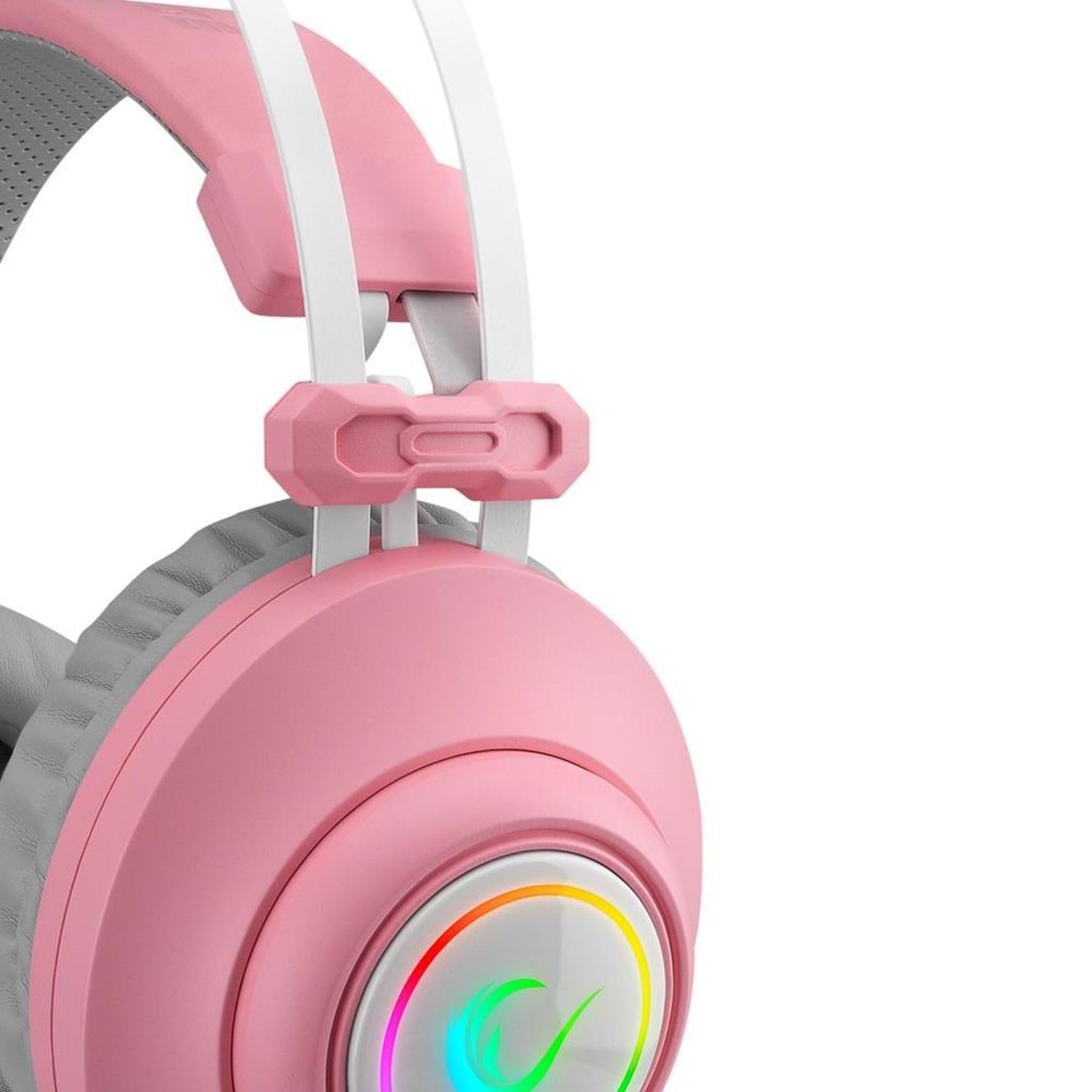 Rampage RM-K1 PULSAR Pembe Usb 7.1 Surround+Titreşim RGB Işık Efektli Gaming Oyuncu Mikrofonlu Kulaklık