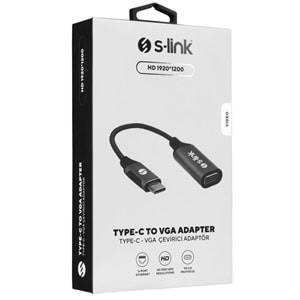 S-link SW-U5145 Gri Metal Type-C to VGA Adaptör (PC için)