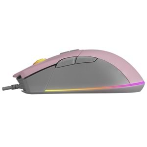 Rampage SMX-R21 COMPACT Usb Pembe/Gri RGB Işıklı+Macro 7200dpi / 1000hz Gaming Oyuncu Mouse