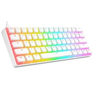 Rampage KB-R135 PARVUS Beyaz Type-C Bağlantılı RGB Puding Tuşlu Red Switch İngilizce Q Gaming Oyuncu Klavye