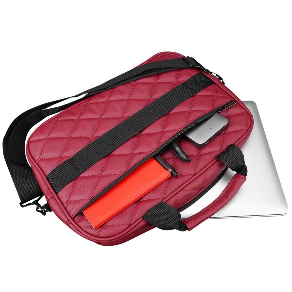 Addison 300111 13-14 Bordo Baklava Desenli Bilgisayar Notebook Çantası