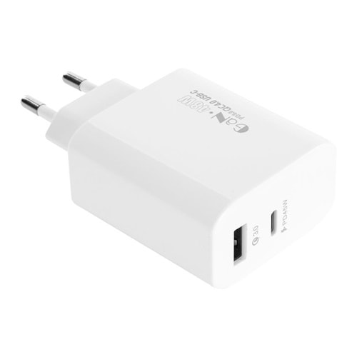 S-link SL-EC68 45W GAN PD 30W / QC 18W Type Type USB-C +USB A Hızlı Beyaz EV/NOTEBOOK Şarj Adaptör
