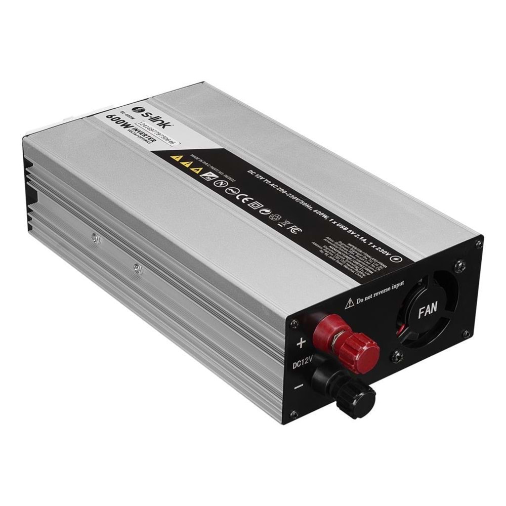 S-link SL-600W 600W DC12V-AC230V İnverter, Çakmaklık Girişini Ev Elektriğine Çevirir