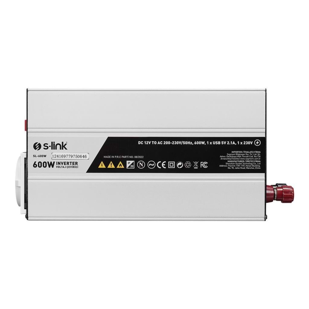 S-link SL-600W 600W DC12V-AC230V İnverter, Çakmaklık Girişini Ev Elektriğine Çevirir