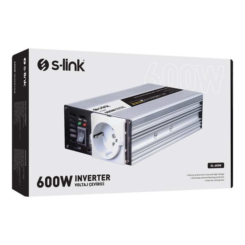 S-link SL-600W 600W DC12V-AC230V İnverter, Çakmaklık Girişini Ev Elektriğine Çevirir