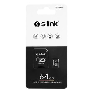S-link SL-TF264 64 GB Class10 Adaptörlü Micro SD Kart Bellek, 64gb Hafıza Kartı