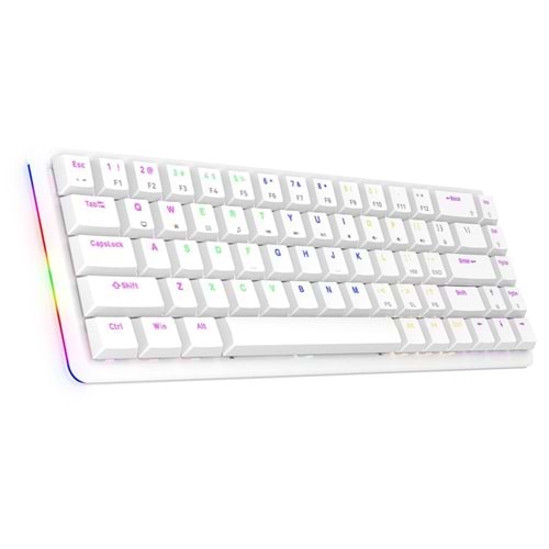 Rampage REBEL Beyaz Low Profile RED SWITCH Mekanik Gaming Oyuncu Klavye US Layout Rainbow