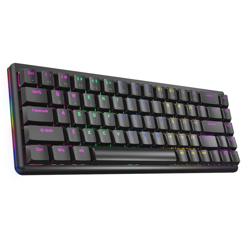 Rampage REBEL Siyah Low Profile RED SWITCH Mekanik Gaming Oyuncu Klavye US Layout Rainbow