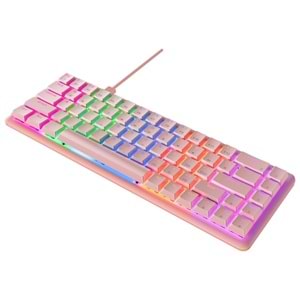 Rampage REBEL Pembe Low Profile BLUE SWITCH Mekanik Gaming Oyuncu Klavye US Layout English Rainbow