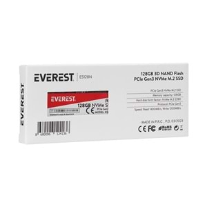 Everest ES128N 128GB 3D NAND Flash 1400MB/1200MB PCIe Gen3 NVMe M.2 SSD (Solid State Drive)