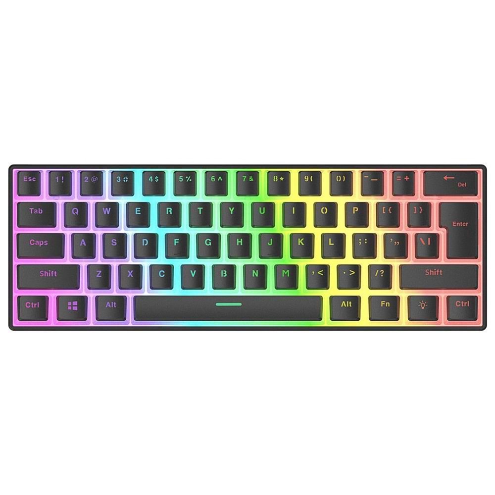 Rampage RADIANT K11 Siyah Type-C Bağlantılı RGB Puding Tuşlu US Layout Red Switch Gaming Oyuncu Klavye (OUTLET)