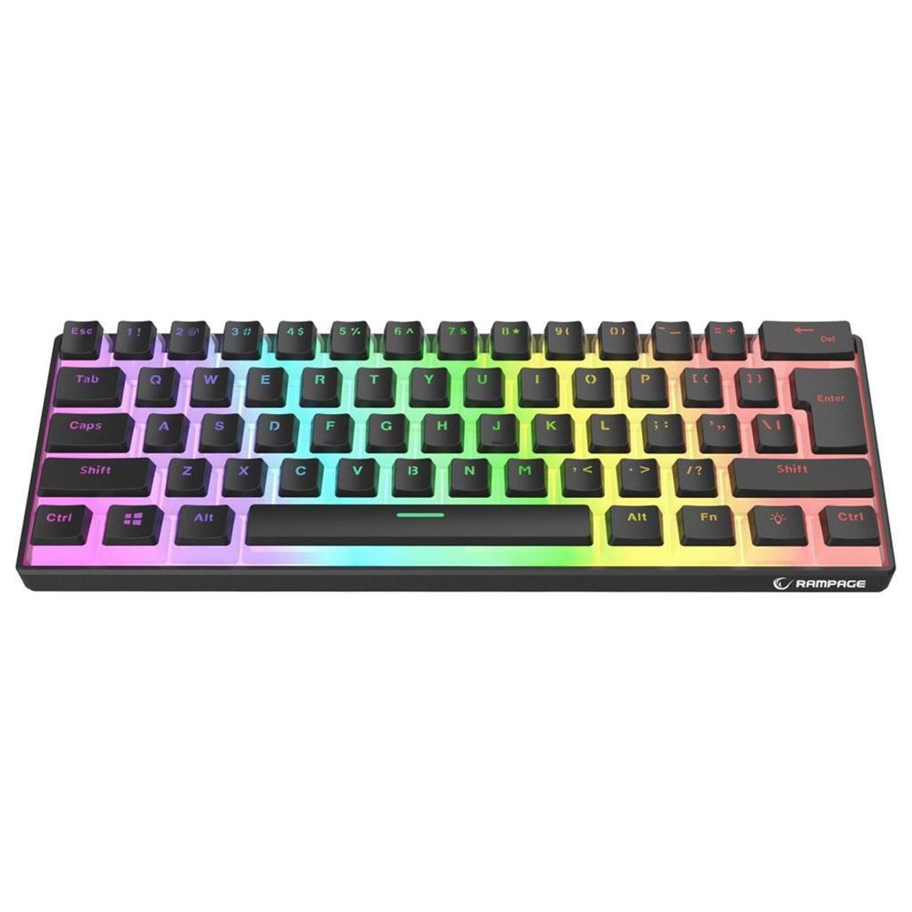 Rampage RADIANT K11 Siyah Type-C Bağlantılı RGB Puding Tuşlu US Layout Red Switch Gaming Oyuncu Klavye (OUTLET)