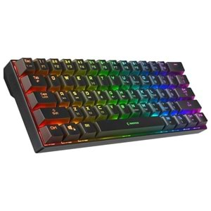 Rampage KB-RX63 B-ATOM Siyah Bluetooth RGB Backlight RED SWITCH US Layout English 63 Tuşlu Mini Gaming Oyuncu Klavyesi