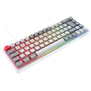Rampage YORU MINI Beyaz/Gri Type-C Bağlantılı OUTEMU Red Swich Q Mekanik Gaming Oyuncu Klavye RGB