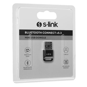 S-link SLX-BL053 Bluetooth 5.3 Alıcı, Mini Dongle Usb Alıcı, Bluetooth 5.3 Adaptör, USB Bluetooth 5.3, Win7/8/10/11 Tak Çalıştır, Çoklu Cihaz Bağlama (PC içindir)