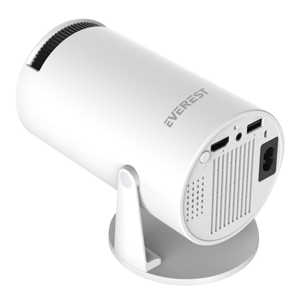 Everest PJ10 Beyaz Mini Taşınabilir 1280*720p 6500 Lümen 120 ANSIL Android 11 Kablosuz Ekran Yansıtmalı HD Projeksiyon Cihazı