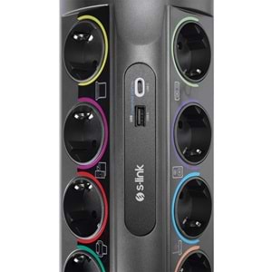 S-link PRZ01 PrizHive 3M 1860 Joule 1.5mm 1 Usb 1 TypeC 2.1A/5V 16A 250V 3680W 10lu Akım Korumalı Priz