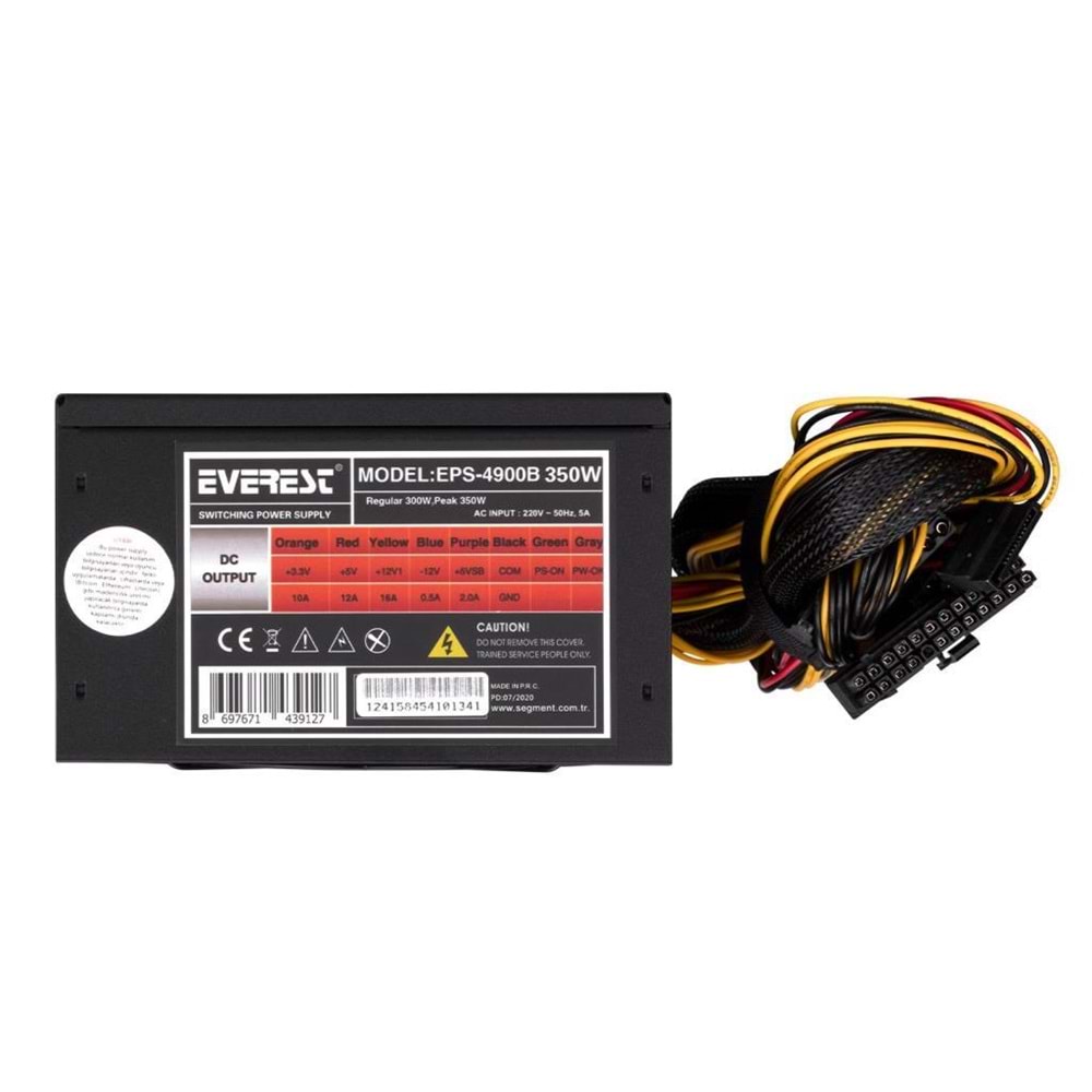 Everest EPS-4900B Peak-350W 3*Sata 6+4 PIN 12CM FANLI Power Supply