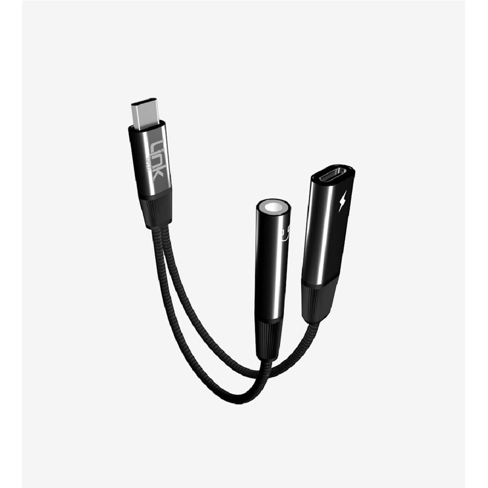 LinkTech Premium A202 Type C to Type C + 3,5 mm Kulaklık Jakı Adaptörü, Type C Şarj ve Kulaklık Çevirici