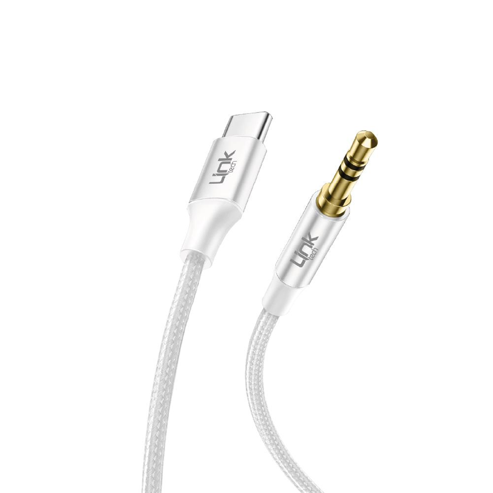 Linktech A586 Beyaz 1m Örgülü 3.5mm Type-C In AUX Kablo