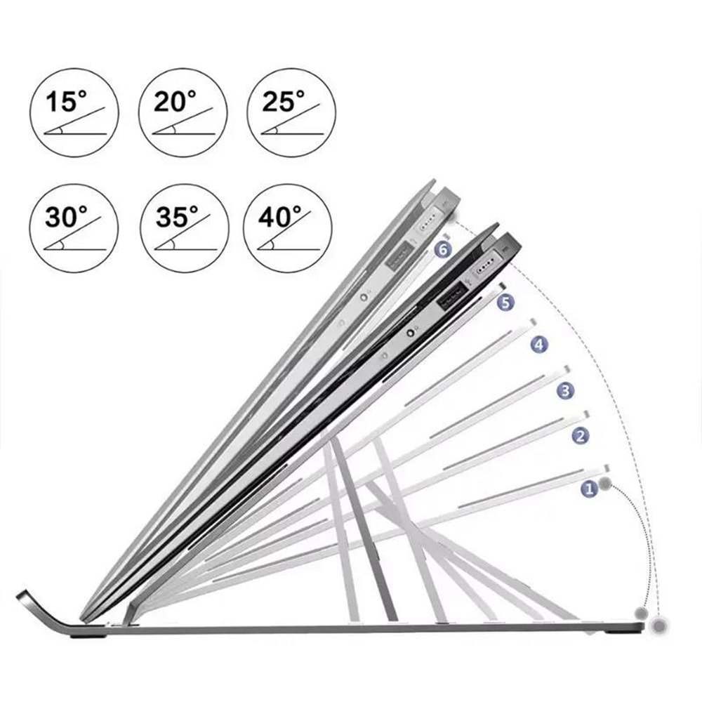 NBTech ADS-AL05 Alüminyum Ayarlı Laptop Macbook Notebook Yükseltici Tutucu Stand