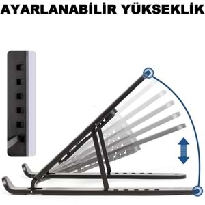 NBTech ADS-AL10 Plastik Ayarlı Laptop Macbook Notebook Yükseltici Tutucu Stand, Katlanabilir Notebook Standı