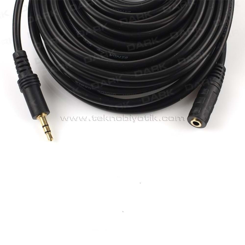 Dark 10 Metre 3.5mm Stereo Ses Uzatma Kablosu (3.5mm Dişi - 3.5mm Erkek) (DK-CB-AUEXTL1000)