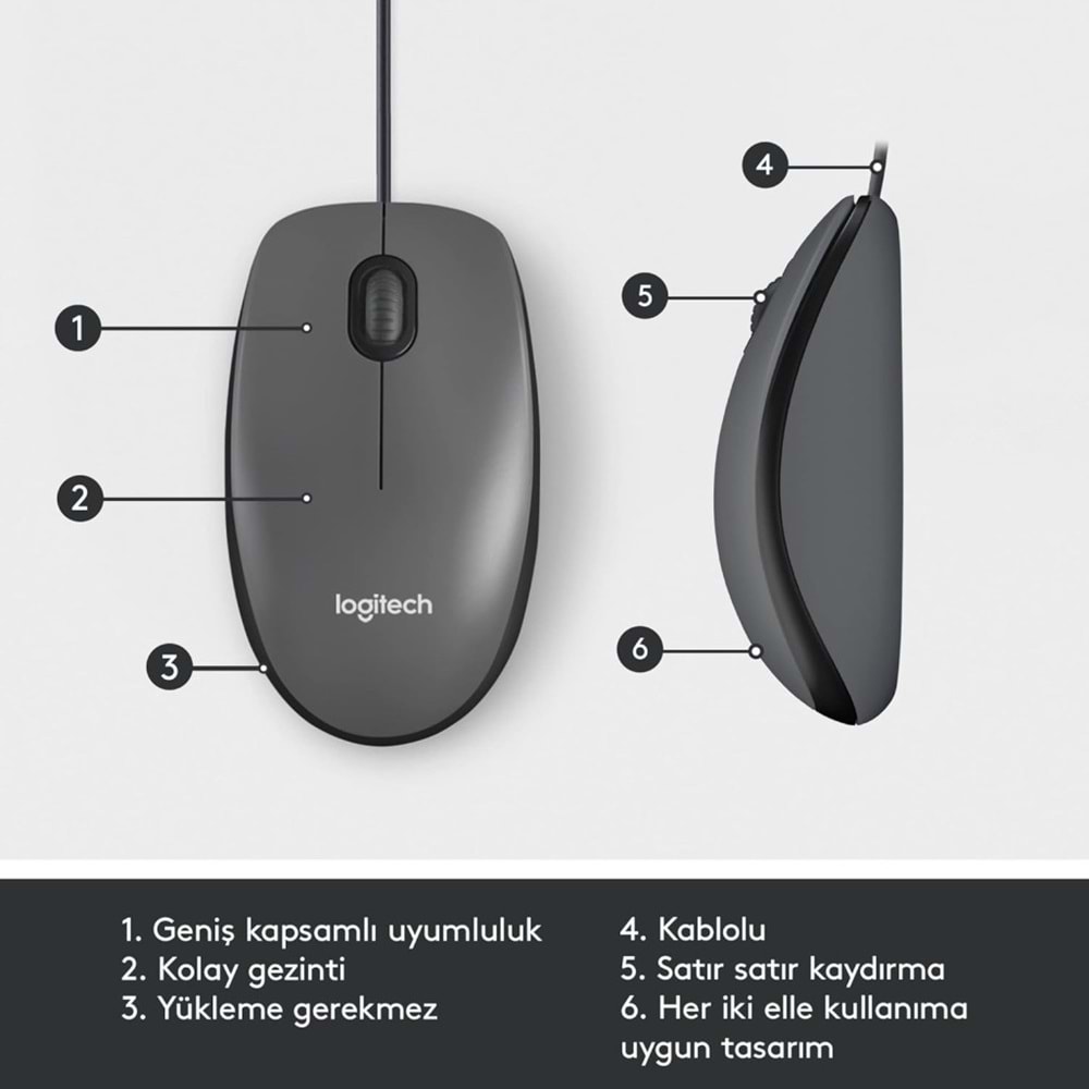 Logitech B100 Siyah Kablolu USB Mouse 910-003357