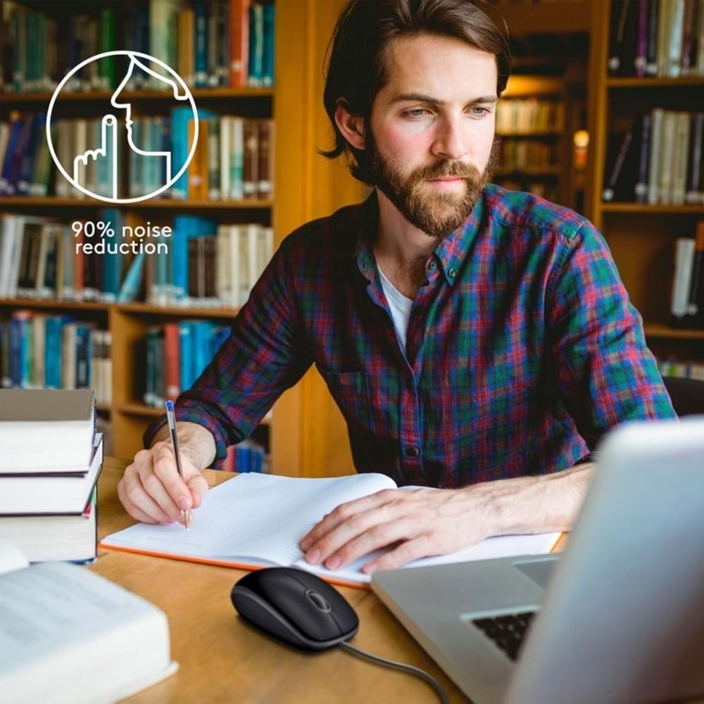 Logitech B110 Siyah Silent (Sessiz) USB Kablolu Optik Mouse 910-005508