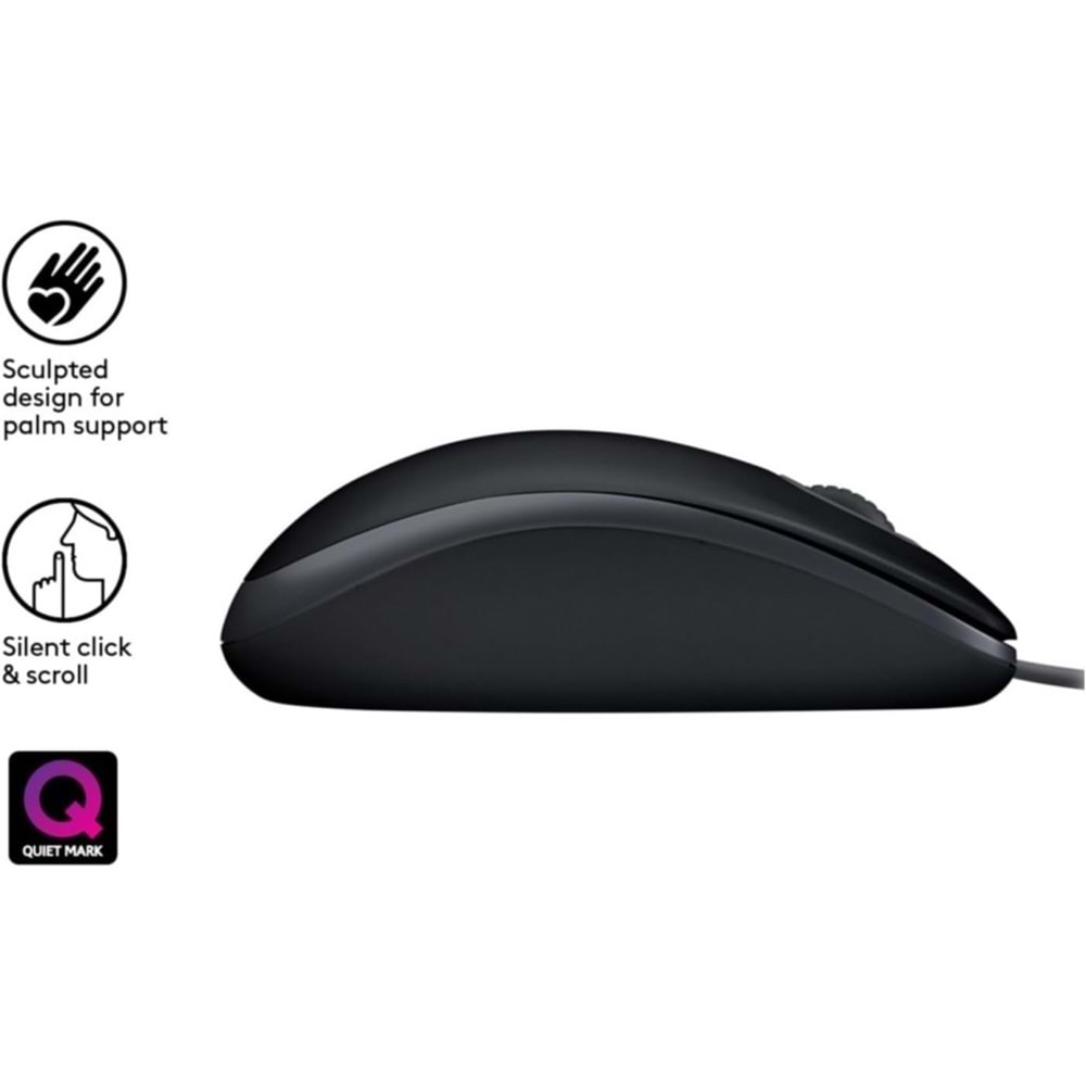 Logitech B110 Siyah Silent (Sessiz) USB Kablolu Optik Mouse 910-005508