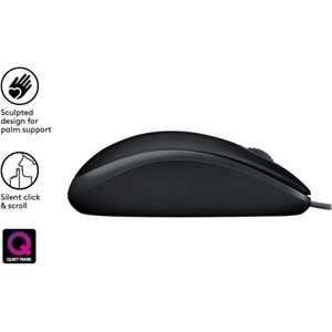 Logitech B110 Siyah Silent (Sessiz) USB Kablolu Optik Mouse 910-005508