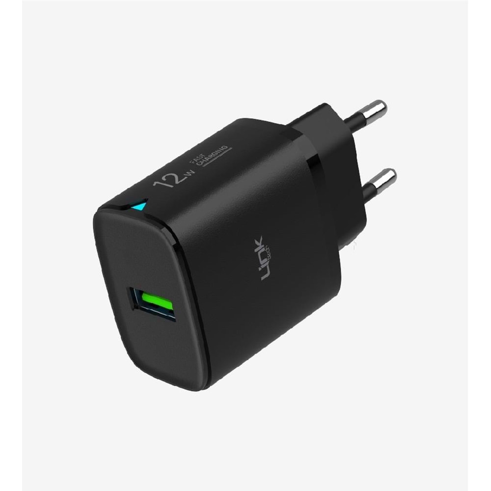 LinkTech Siyah C302 Safe 5V 2.4A 12W Lightning Kablolu Hızlı Şarj Cihazı