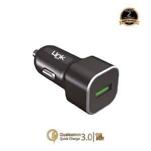 Linktech Premium C680 Siyah QC3.0 18w 5V3A Araç Çakmaklık Şarj Aleti