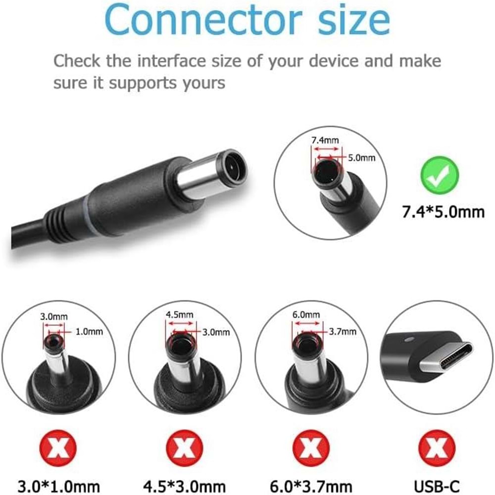 FAST C48 19.5V 9.5A 180W Dell/HP/Exalibur/Monster Notebook Şarj Adaptörü (7.4 X 5.0MM/PİN)