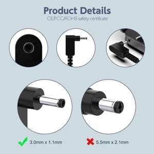 Fast CU16 65W 19V 3.42A Acer Ultrabook Şarj Adaptör (3.0*1.1mm)