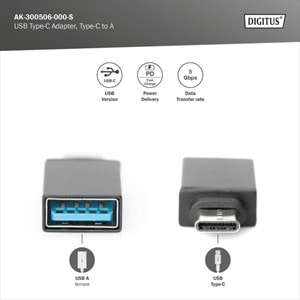 Digitus AK-300506-000-S Type-C-USB3.0 OTG Adaptör