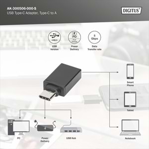 Digitus AK-300506-000-S Type-C-USB3.0 OTG Adaptör