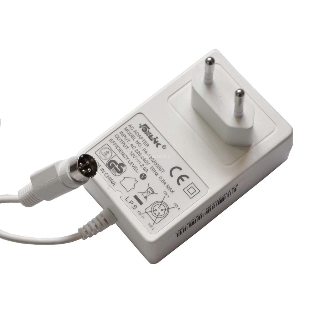 Foxlink FA-1202000ST 12V 2.0A BEYAZ Oval 4 Pin adaptör Spot