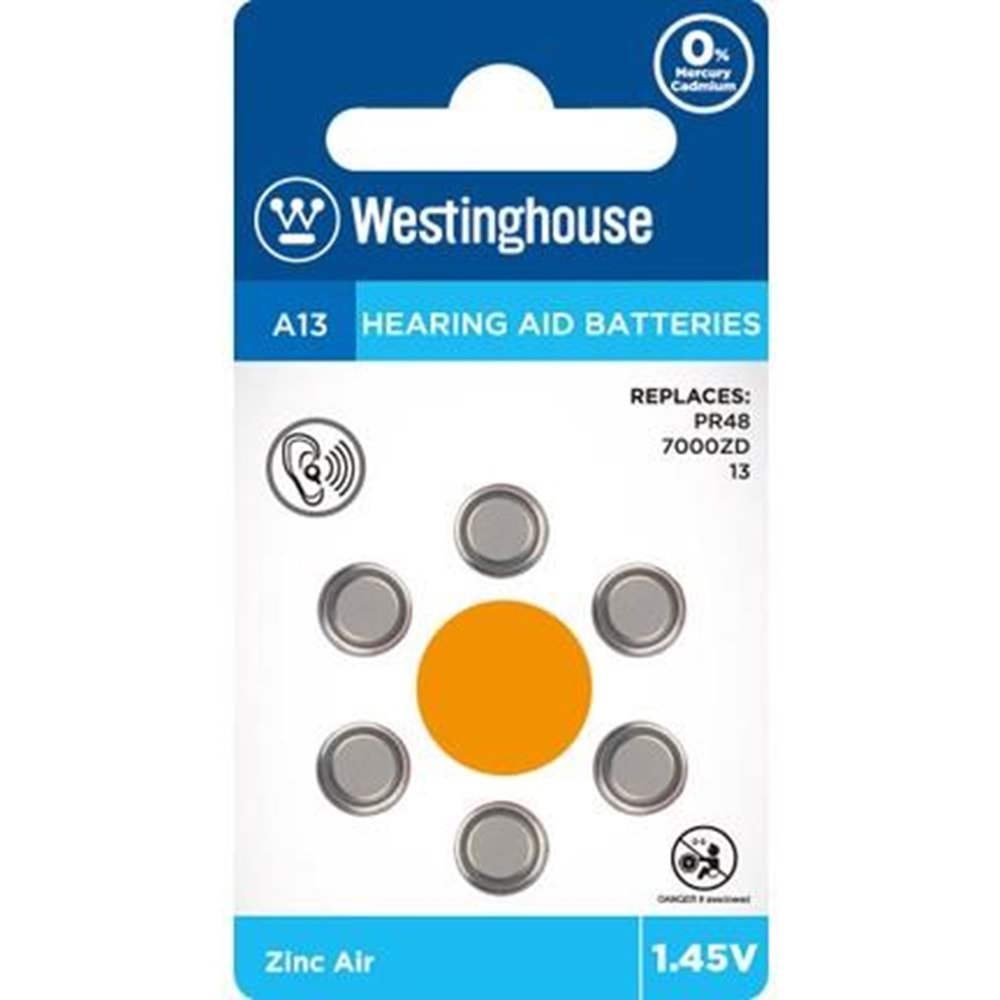 Westinghouse A13 İşitme Cihaz Pili 6Lı Blister Ambalaj