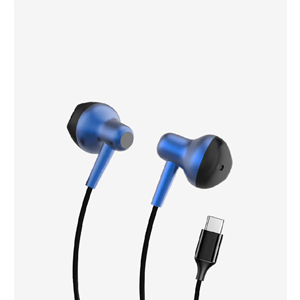 LinkTech H678 Mavi Premium Metal Süper Bas Kulak İçi Type-C Kablolu Kulaklık