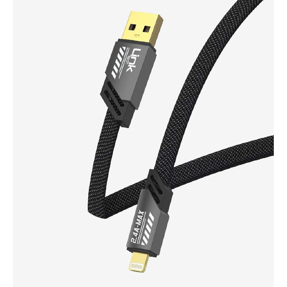 LinkTech K471 Gri Mecha Stil 1.2 Metre 12W USB to Lightning Hızlı Şarj Kablosu